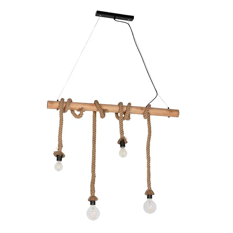 Lampada a sospensione rurale di corda a 4 luci - Ropa