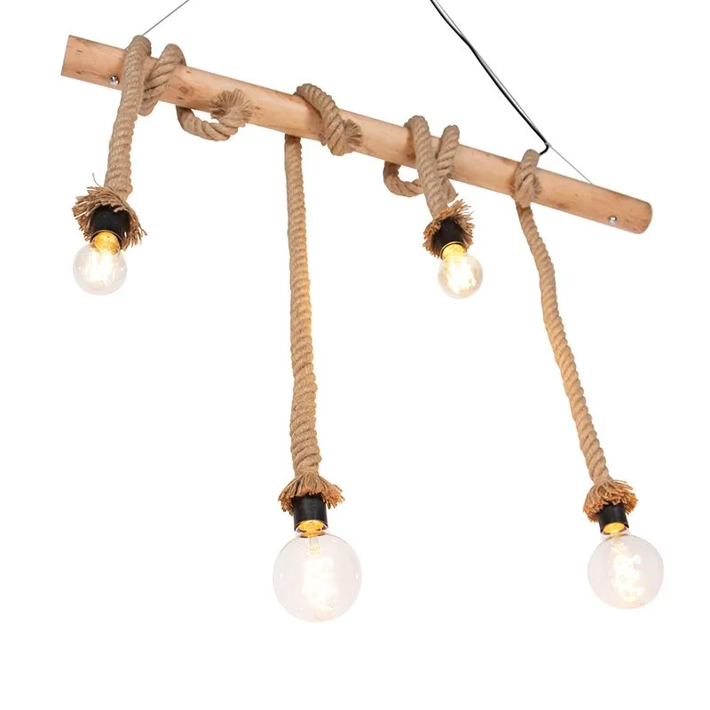 Lampada a sospensione rurale di corda a 4 luci - Ropa