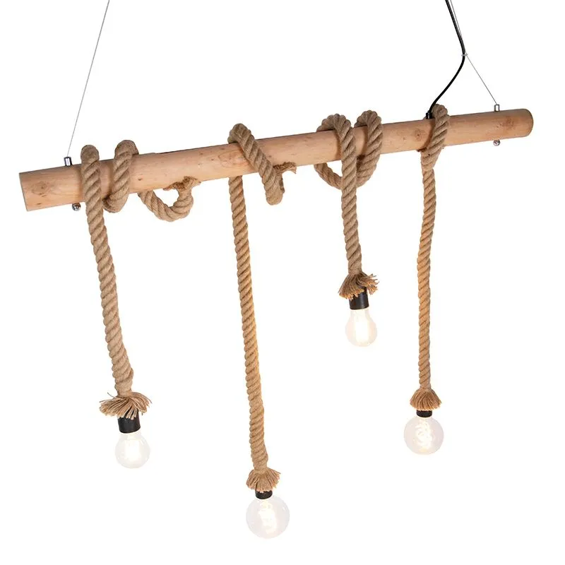 Lampada a sospensione rurale di corda a 4 luci - Ropa
