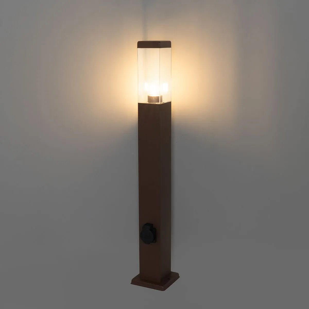 Lampada da esterno marrone ruggine 80 cm con presa IP44 - Malios