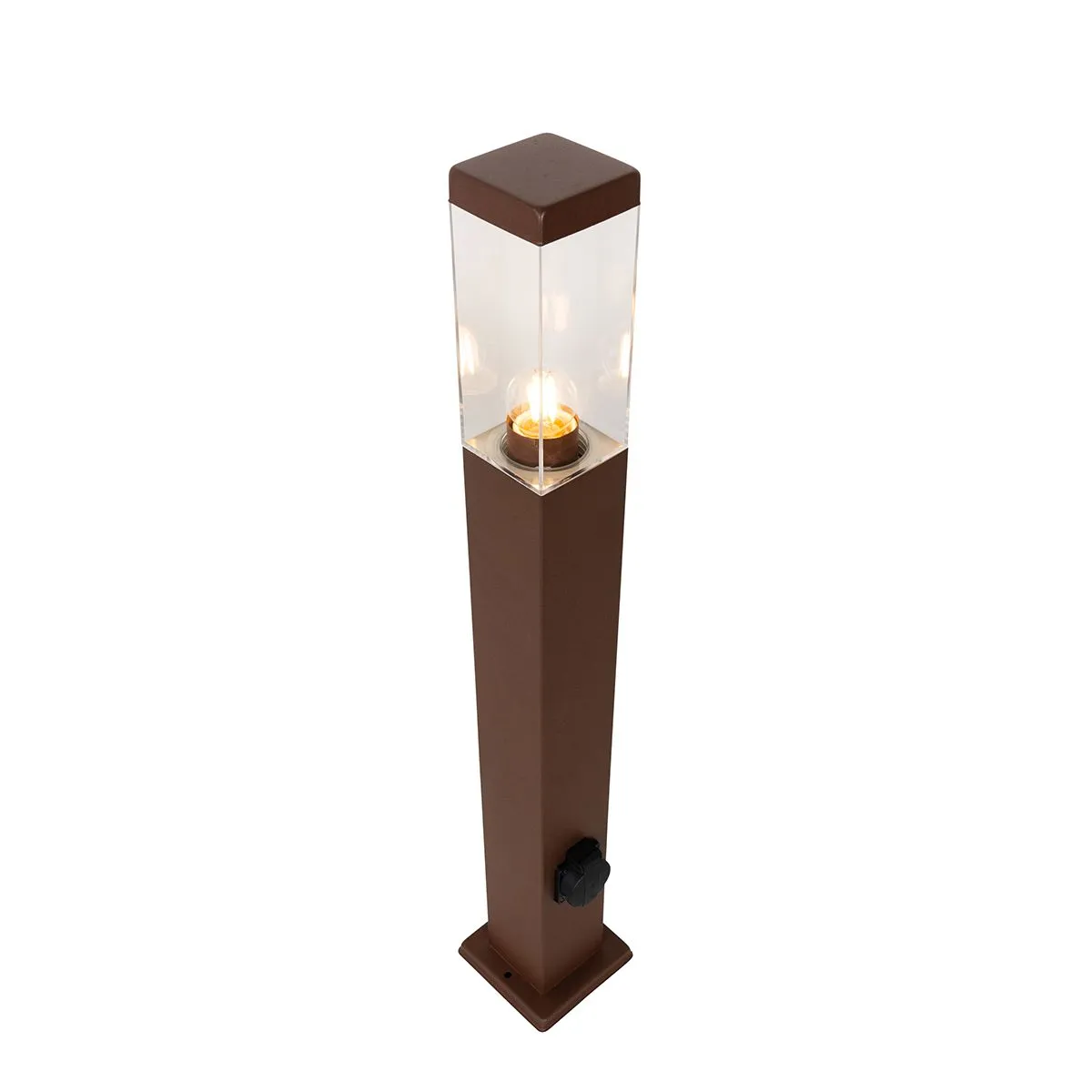 Lampada da esterno marrone ruggine 80 cm con presa IP44 - Malios
