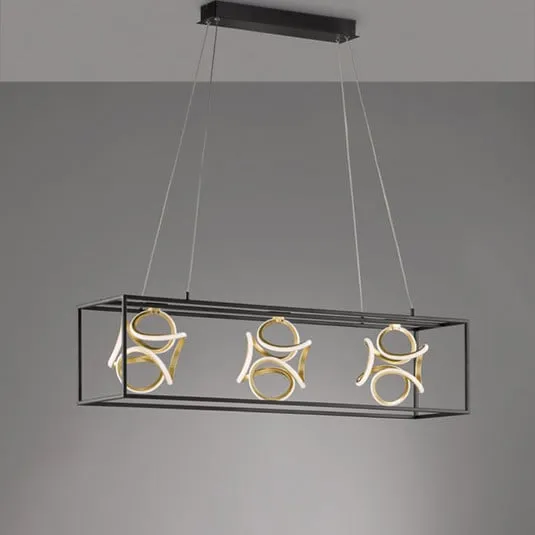 Lampada LED sospensione Gesa gabbia metallo 3 luci