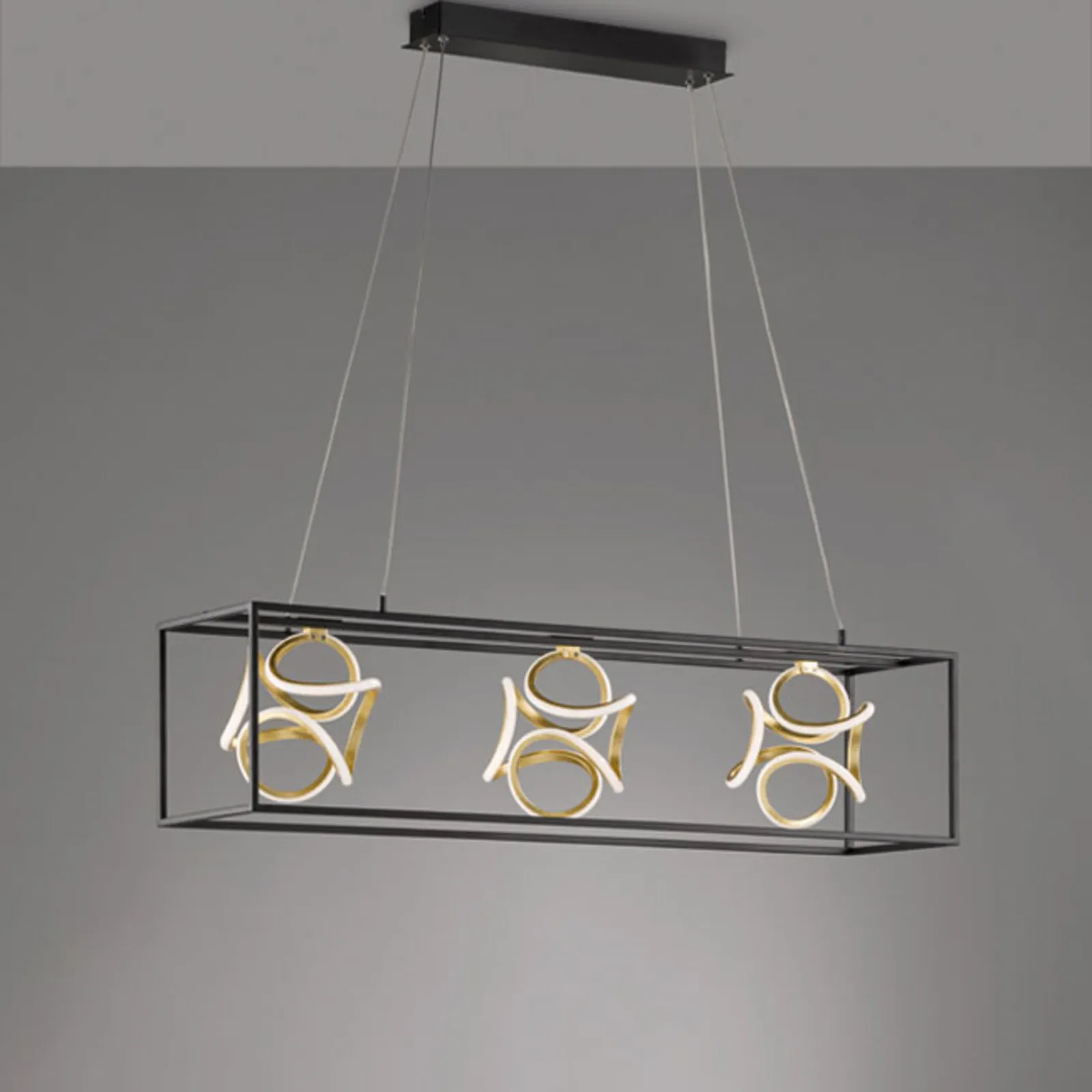 Lampada LED sospensione Gesa gabbia metallo 3 luci