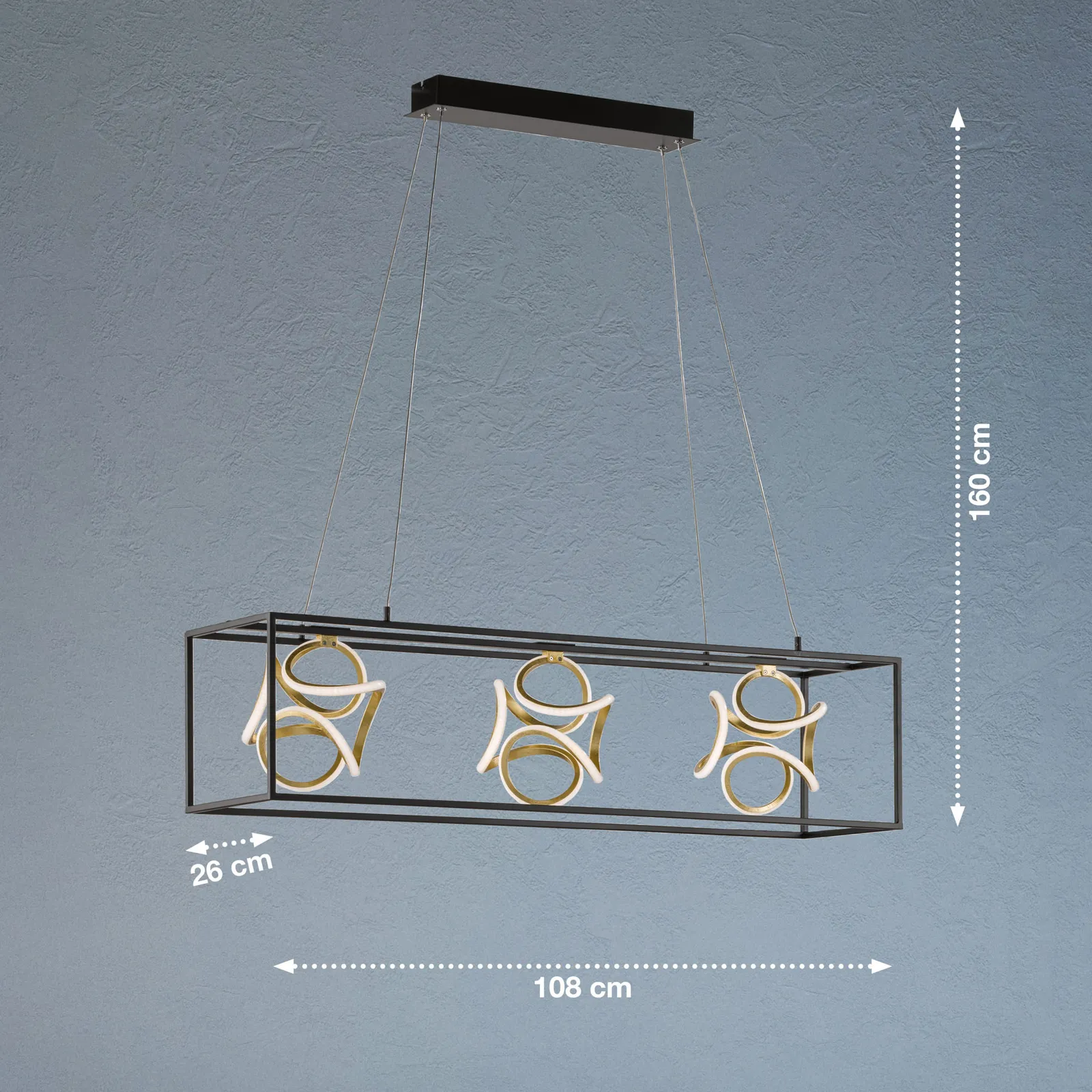 Lampada LED sospensione Gesa gabbia metallo 3 luci