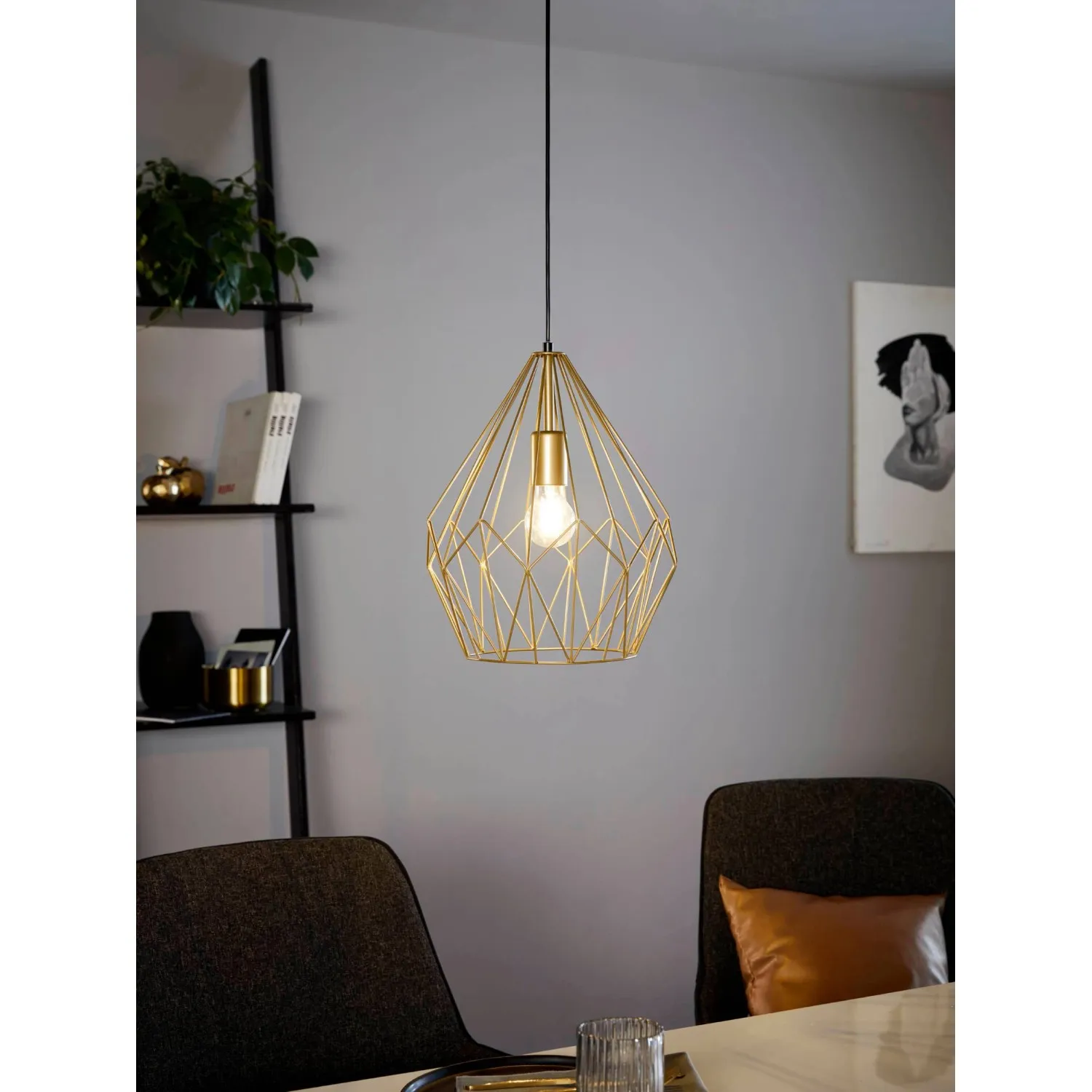 Lampadario a sospensione Carlton E27 oro Ø 31 x H 110 cm