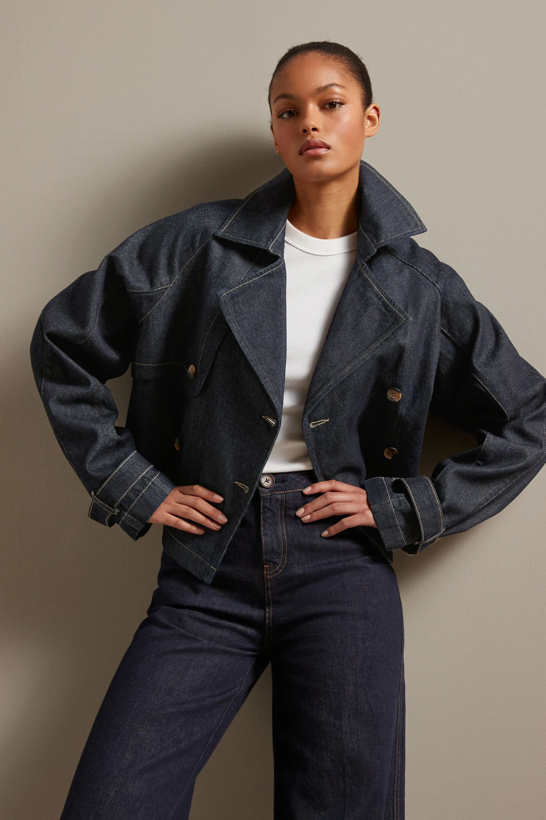 Lavaggio blu  - Corto Denim - Trench