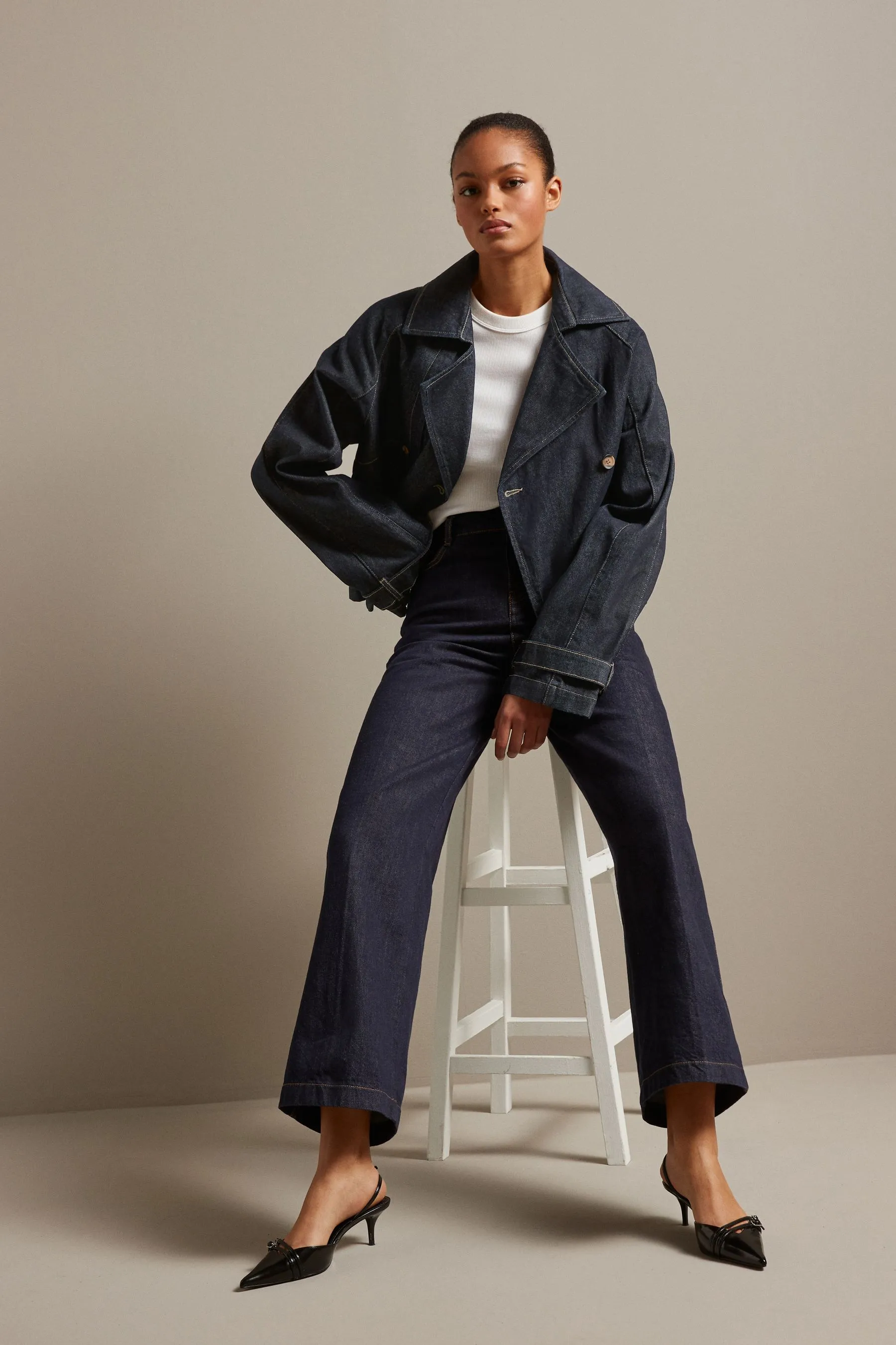 Lavaggio blu  - Corto Denim - Trench