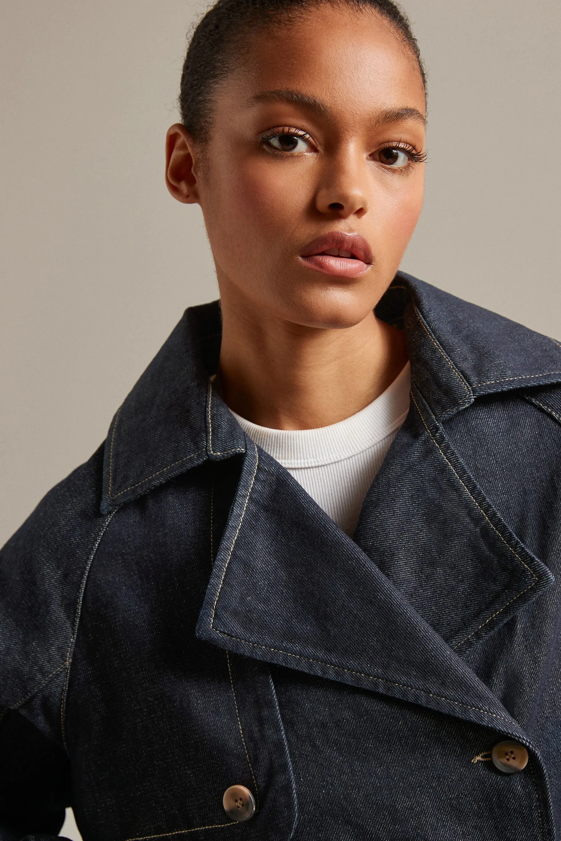 Lavaggio blu  - Corto Denim - Trench