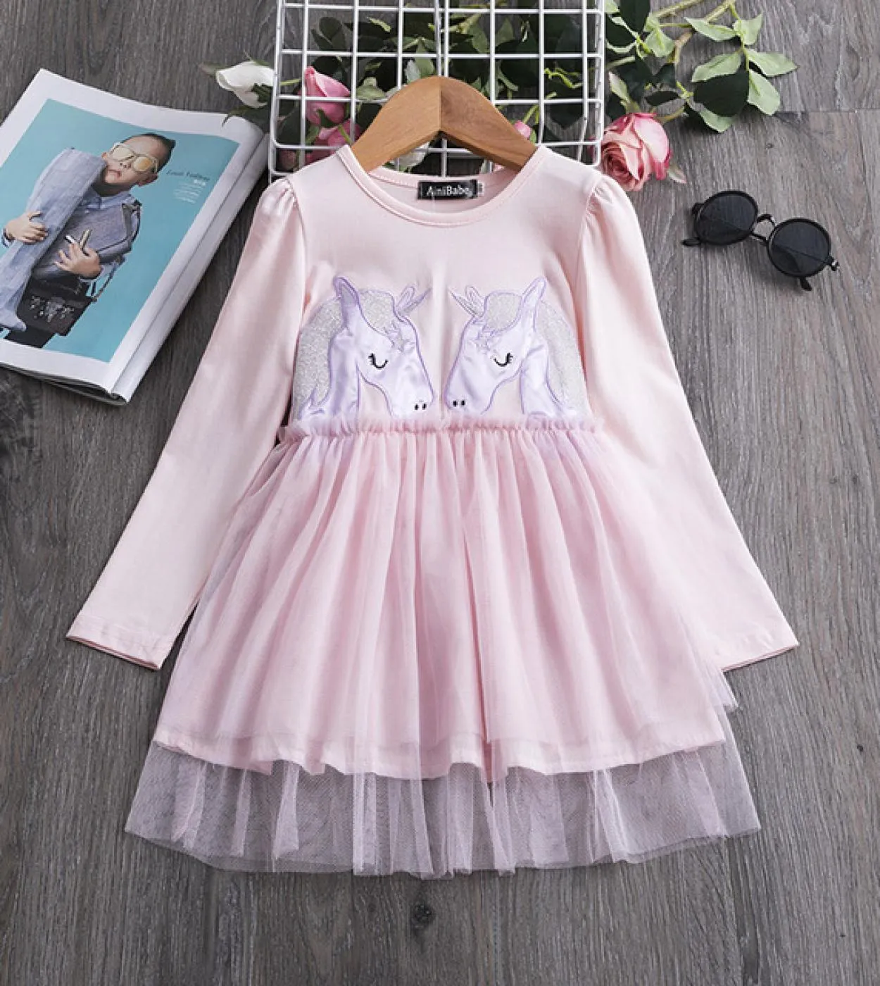 Le ragazze invernali vestono i vestiti della maglia del partito dellunicorno Kid Abbigliamento principessa floreale Bambini Abi