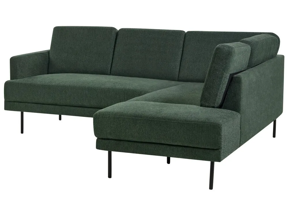Left Hand 4 Seater Fabric Corner Sofa Dark Green BREDA