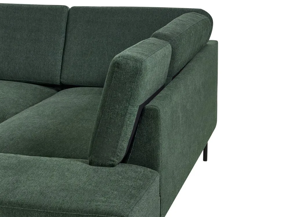 Left Hand 4 Seater Fabric Corner Sofa Dark Green BREDA