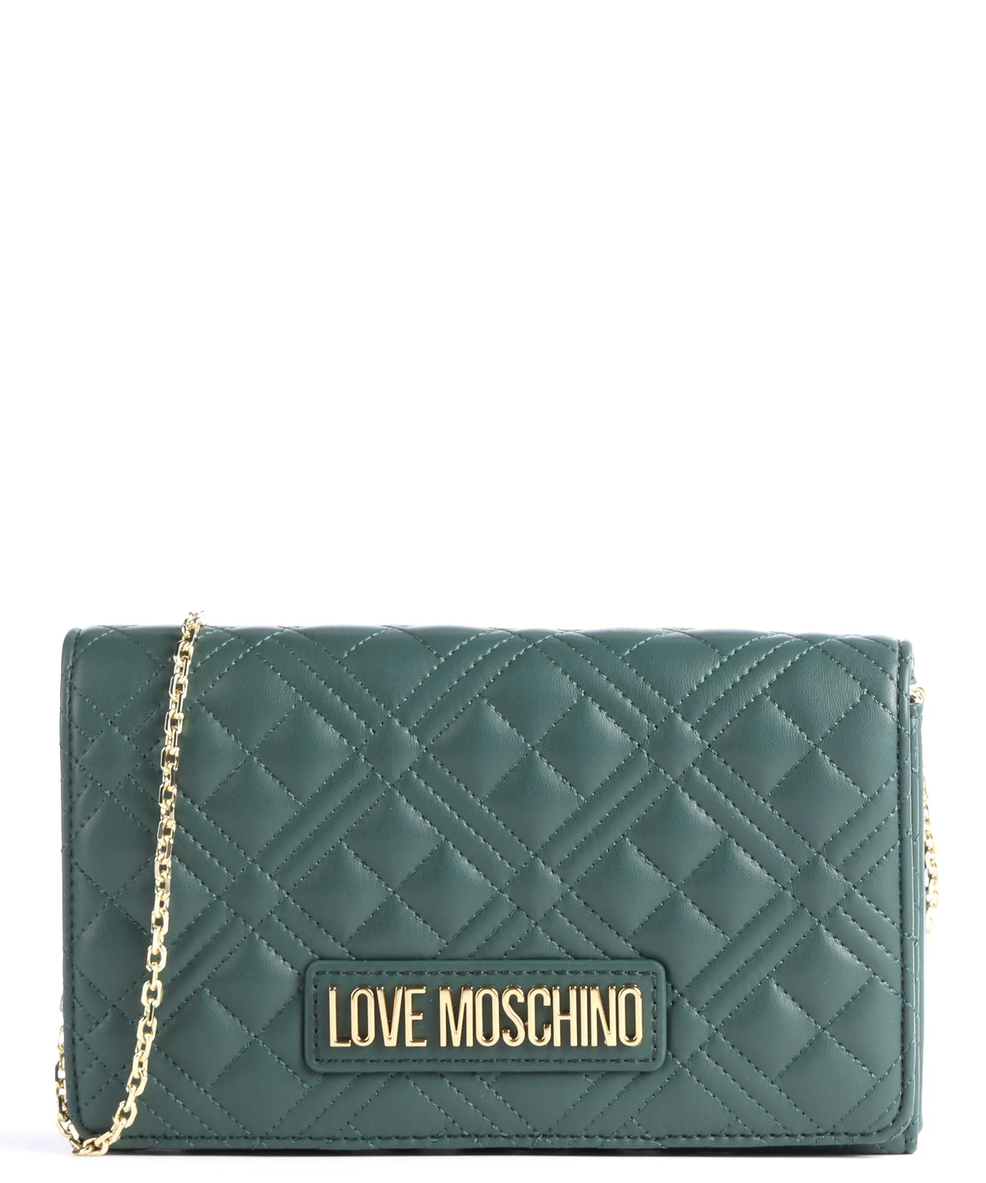 Love Moschino Quilted Borsa a tracolla pelle sintetica verde scuro  