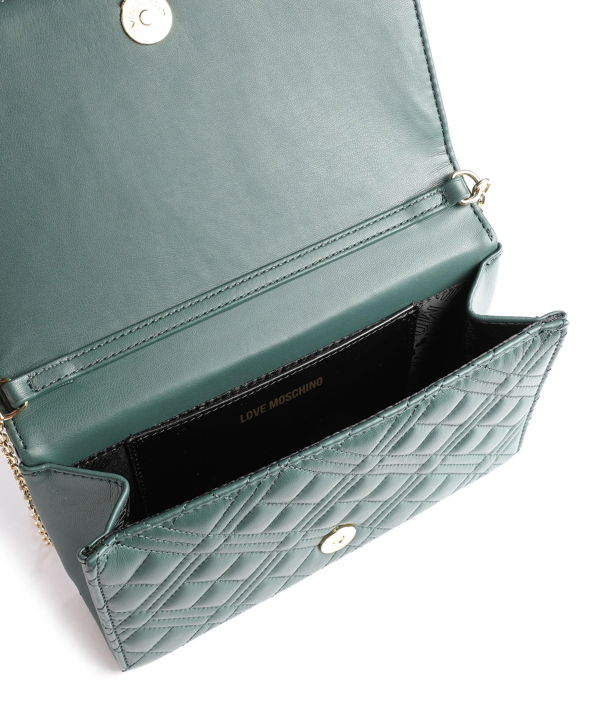  Love Moschino Quilted Borsa a tracolla pelle sintetica verde scuro  
