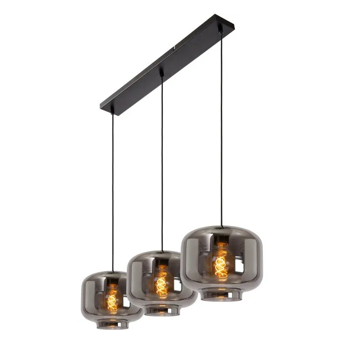 Lucide MEDINE Lampada a Sospensione Nero, 3-Luci