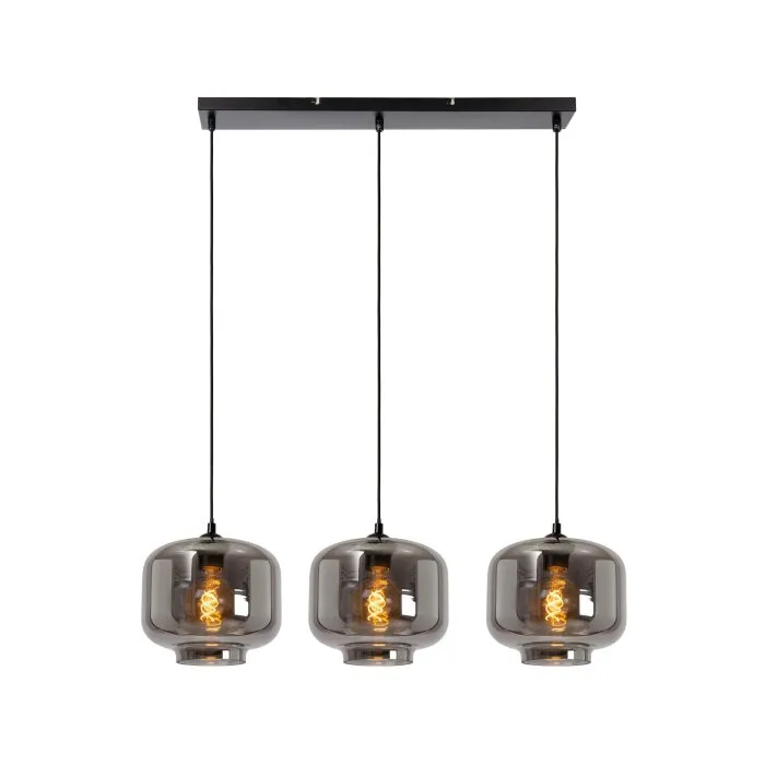 Lucide MEDINE Lampada a Sospensione Nero, 3-Luci