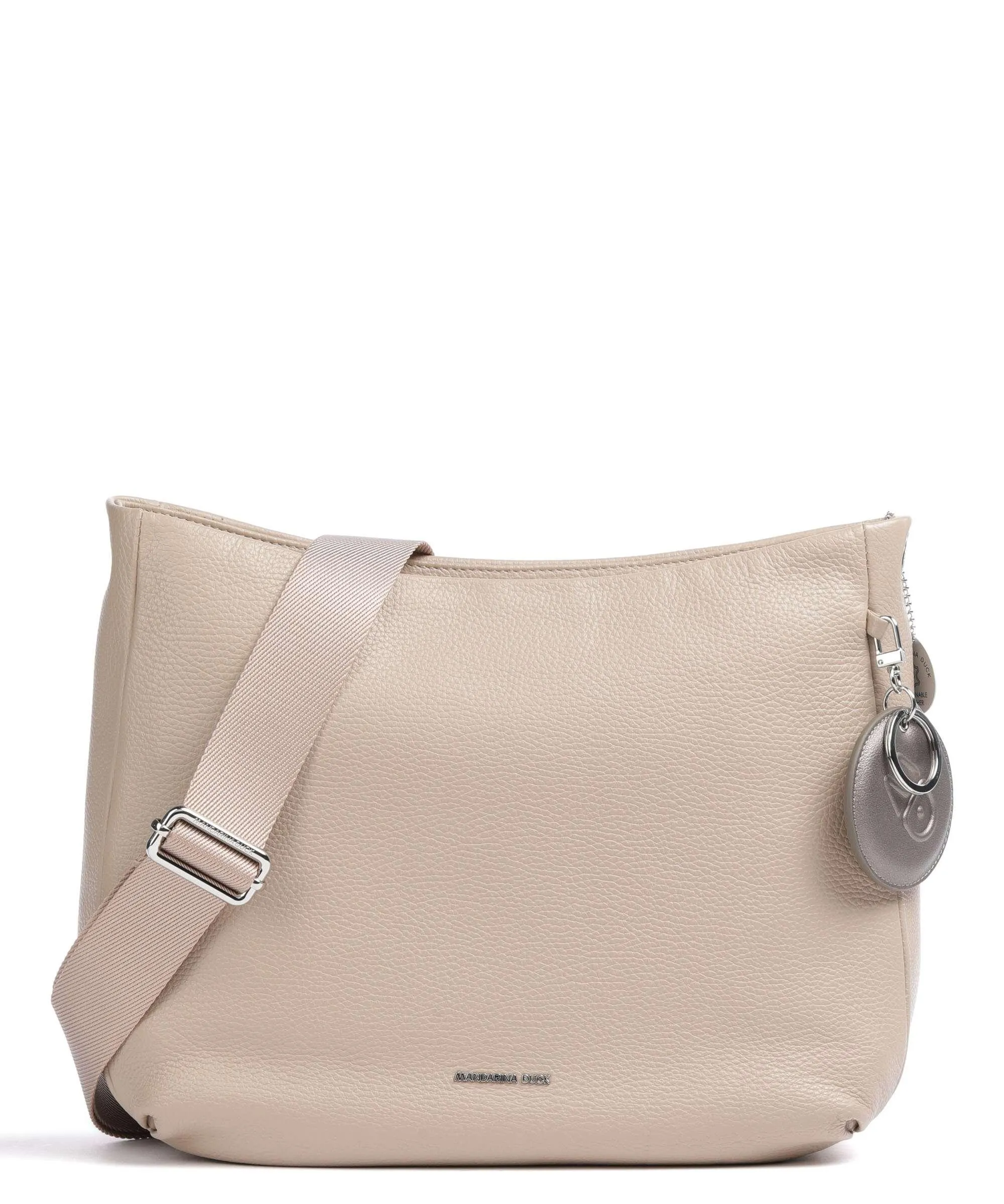  Mandarina Duck Mellow Leather Borsa a spalla pelle di vitello grana taupe  