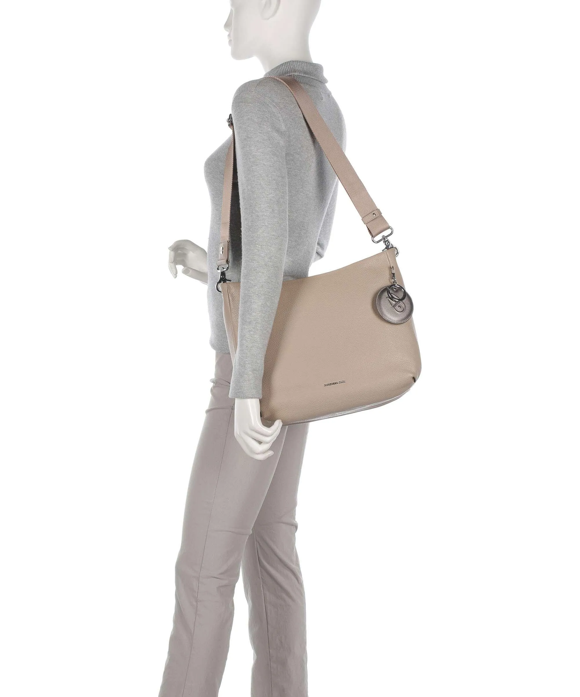  Mandarina Duck Mellow Leather Borsa a spalla pelle di vitello grana taupe  