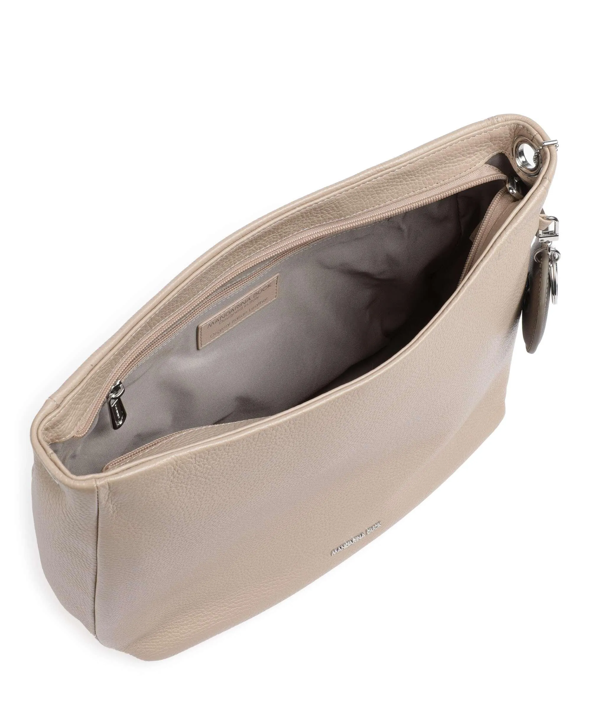  Mandarina Duck Mellow Leather Borsa a spalla pelle di vitello grana taupe  
