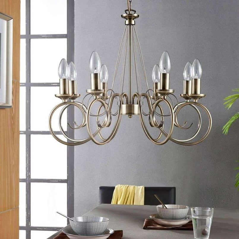 Marnia 8 Lampadario Antique Brass - Lindby | Acquista online
