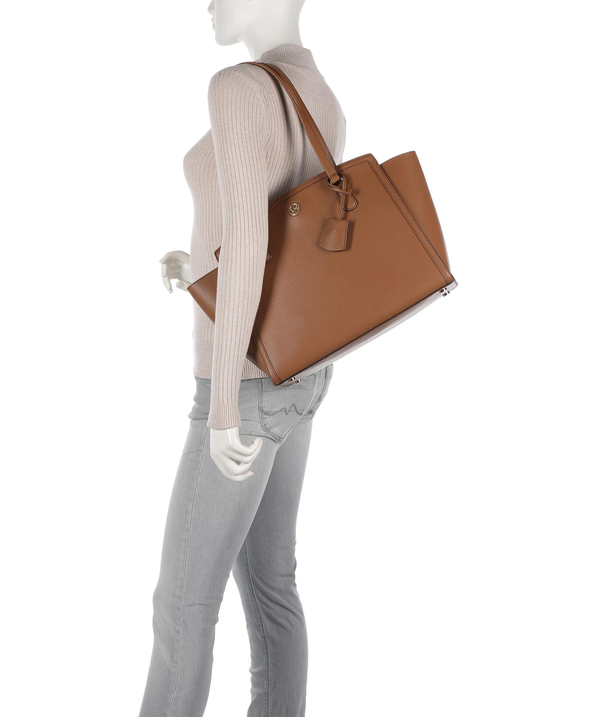  Michael Kors Chantal Borsa shopper pelle di vacchetta grana marrone  