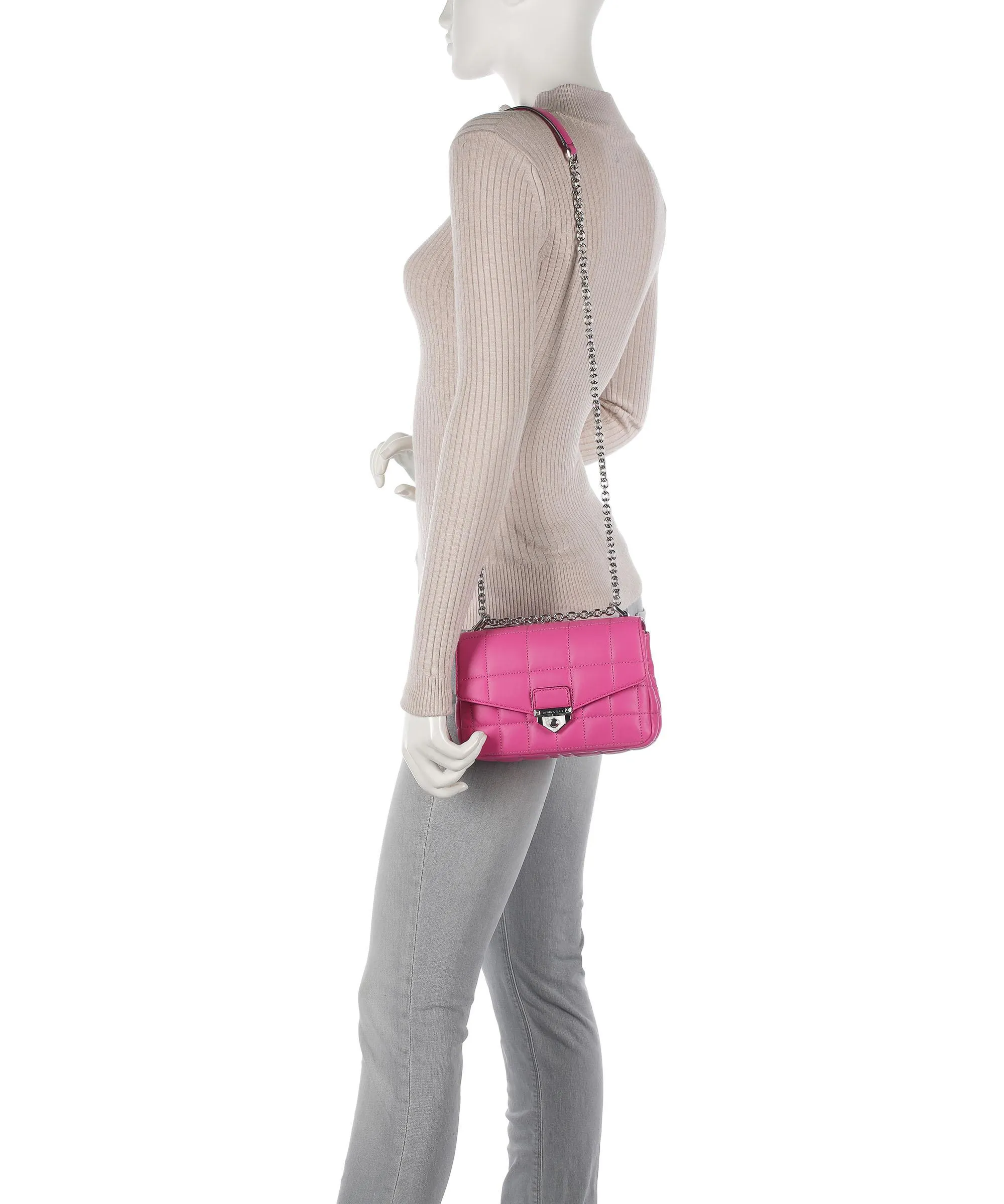  Michael Kors Soho Borsa a spalla cuoio di agnello pink  