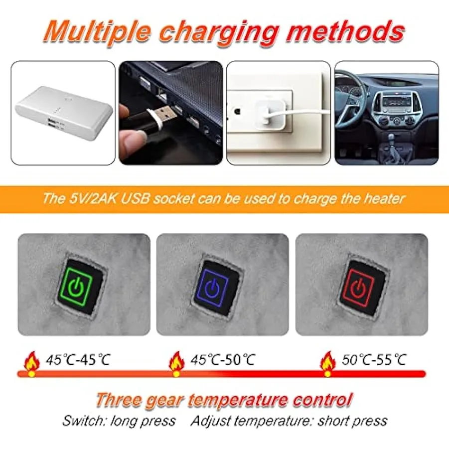 MISNODE Scaldamani riscaldati elettrici USB, Scaldamani invernali riscaldati USB 3 modalità di calore, Guanti riscaldati in pelu