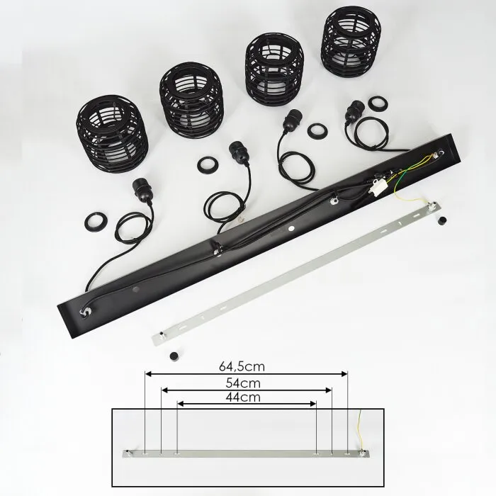 Mongolei Lampada a Sospensione Nero, 4-Luci