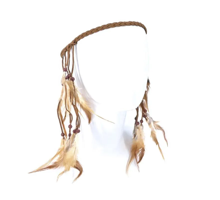 Nastro indiano piume marroni per capelli