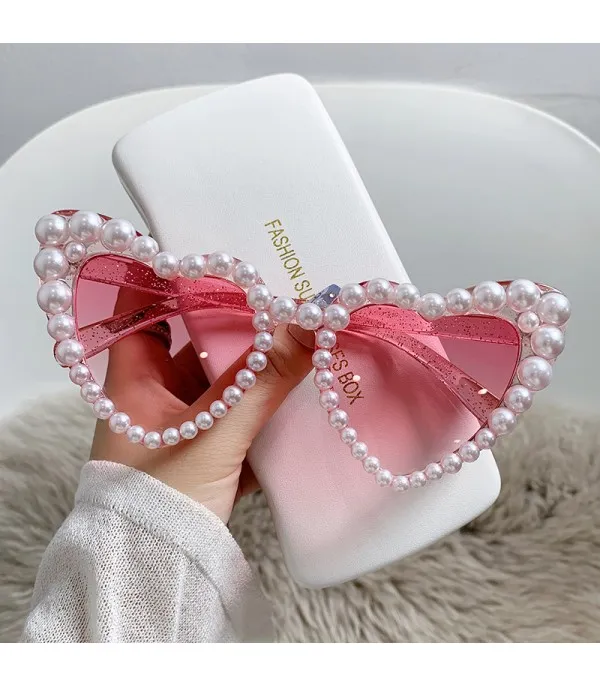 Occhiali a cuore perle