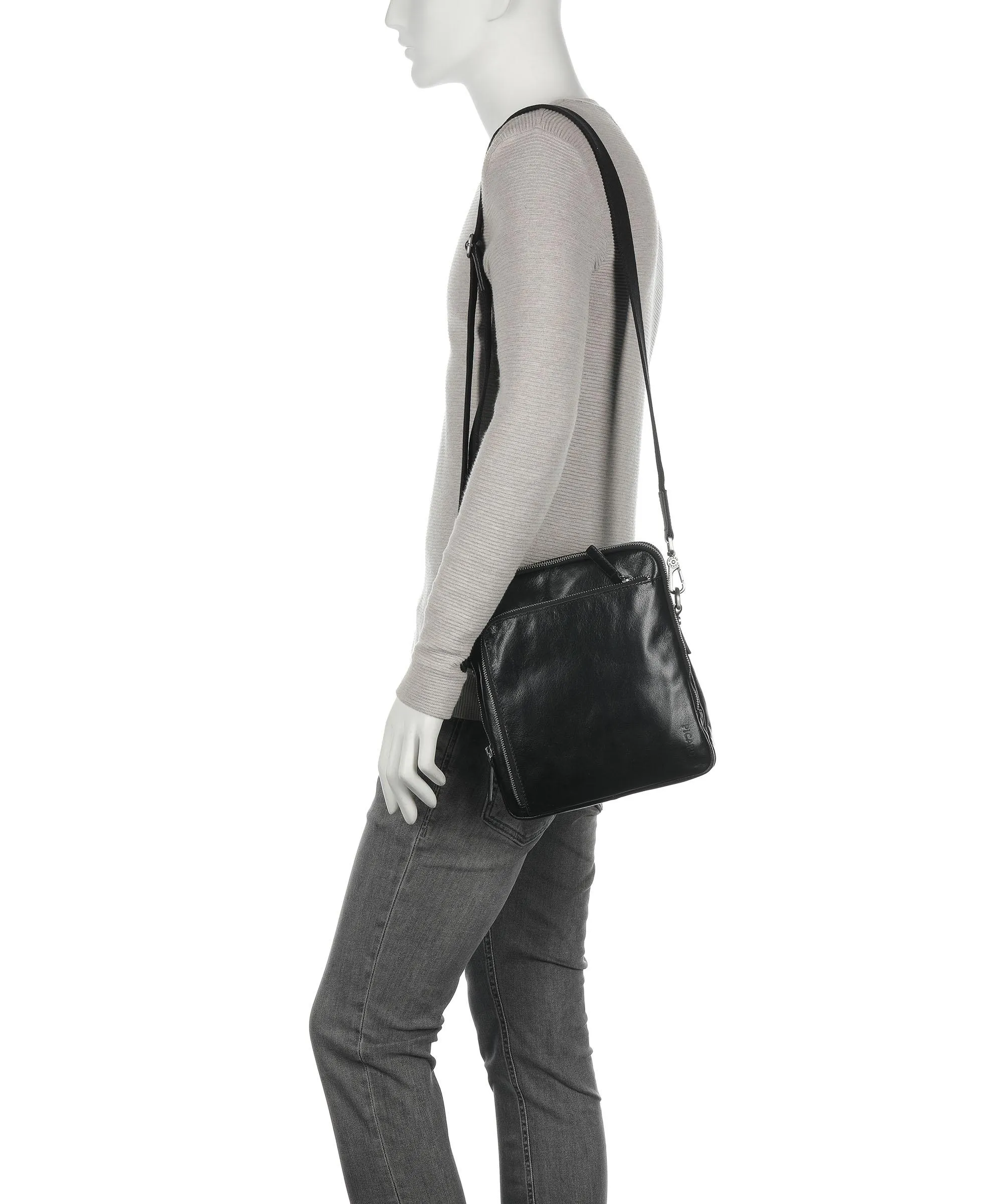  Picard Buddy Borsa a tracolla pelle di bufalo d'acqua nero  