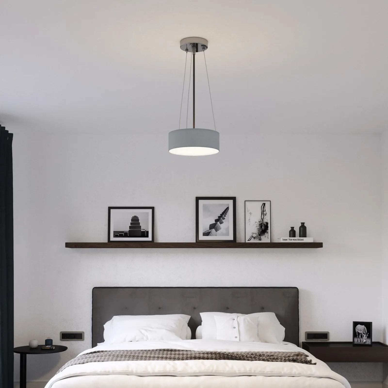 Plafoniera Sogno, Ø 30 cm, tessuto, grigio