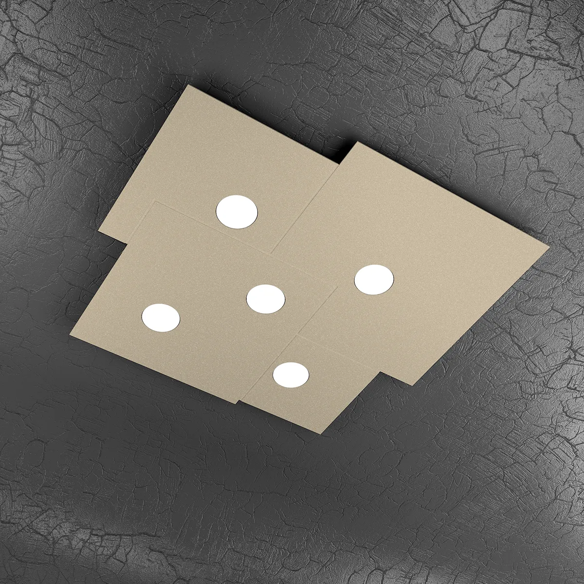Plafoniera TOP LIGHT – PLATE Metallo Sabbia 5 Luci