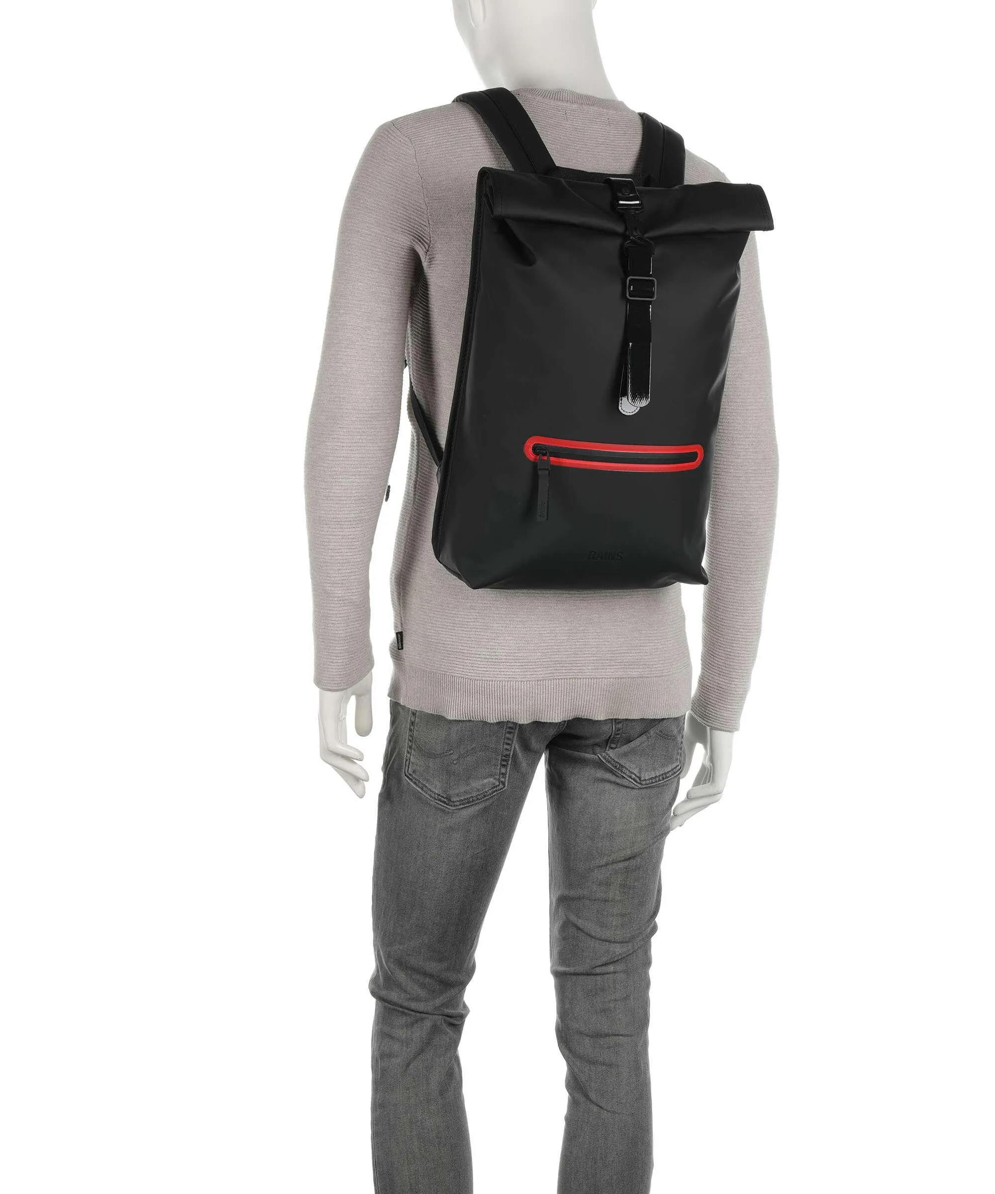  Rains Contrast Zaino roll-top poliuretano, poliestere nero  