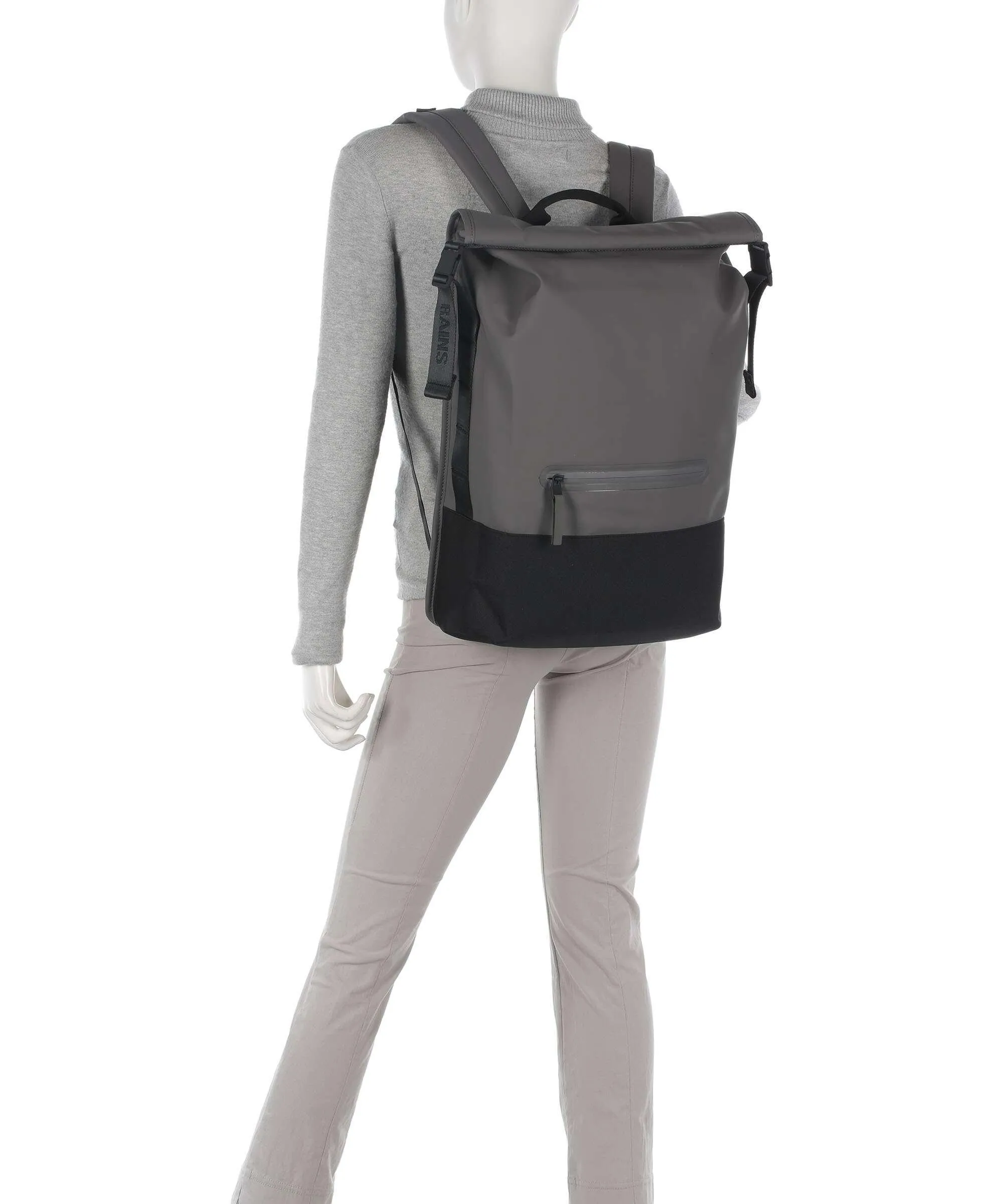  Rains Trail Zaino roll-top 13″ poliuretano, poliestere grigio/nero  