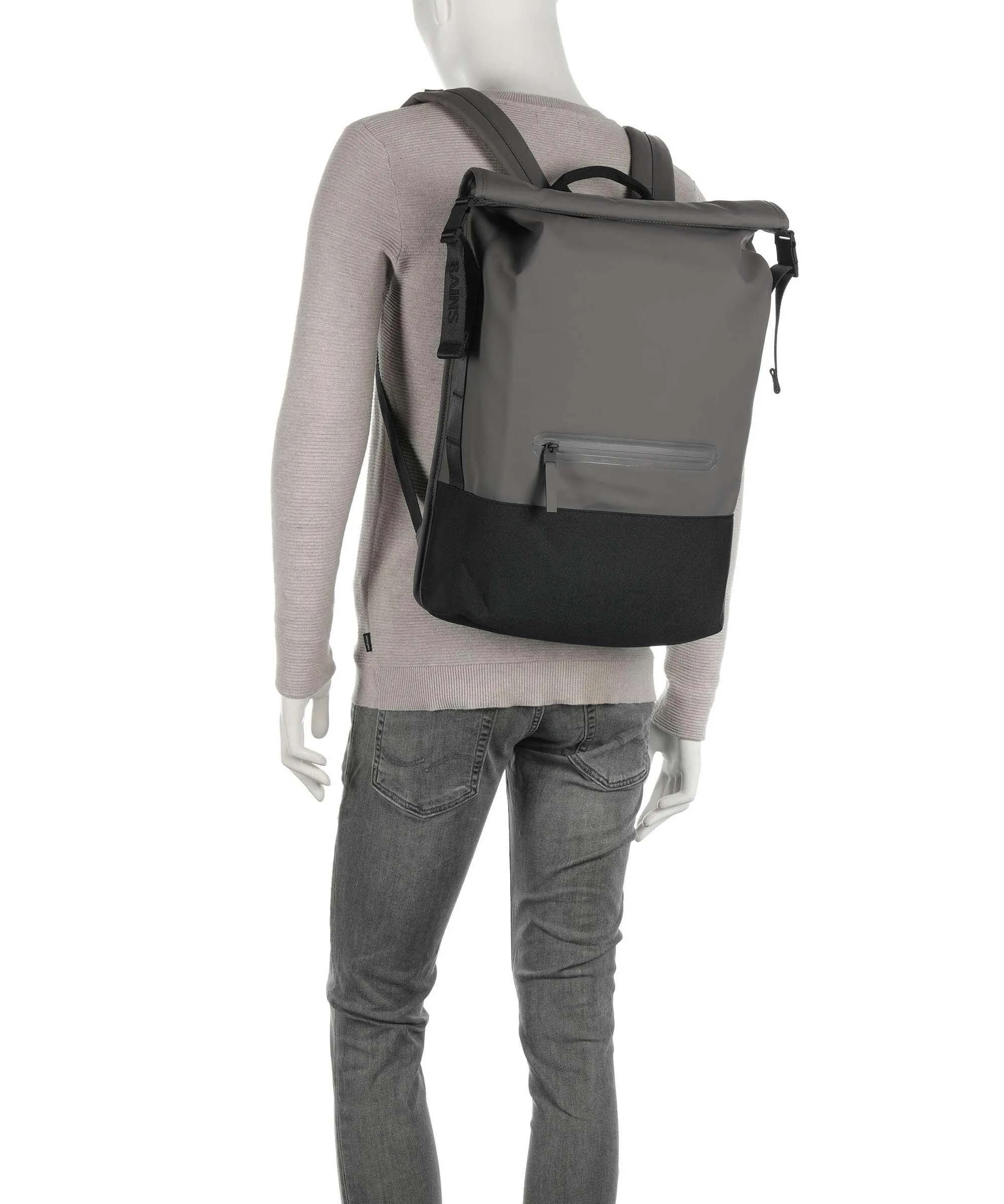  Rains Trail Zaino roll-top 13″ poliuretano, poliestere grigio/nero  