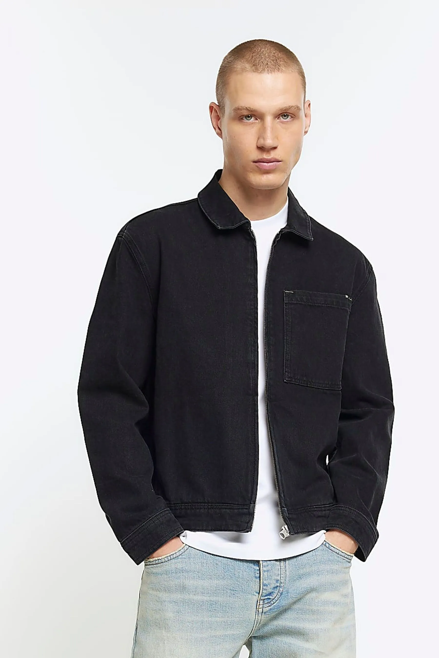 River Island - Denim Giacca con zip