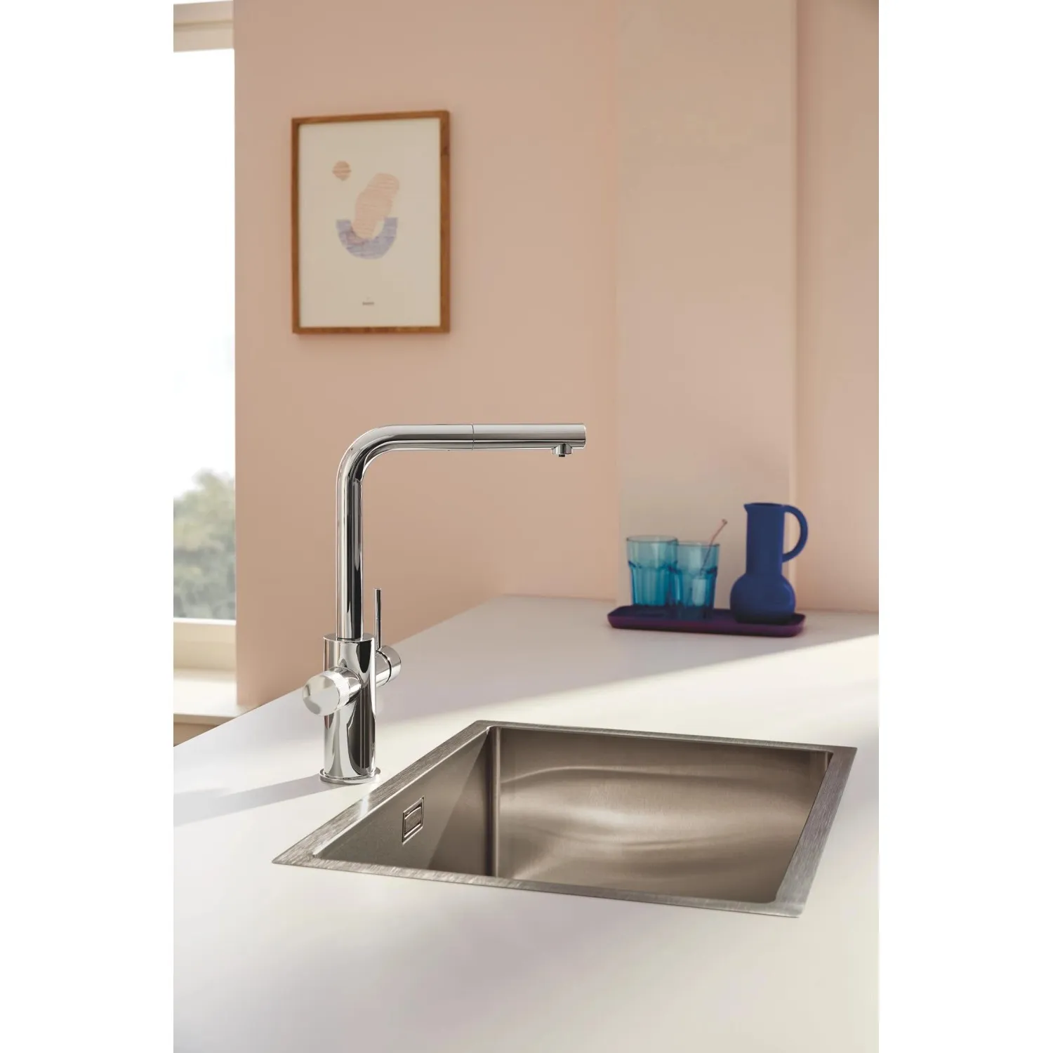 Rubinetto cucina monocomando Grohe Blue Pure Minta doccetta estraibile cromo