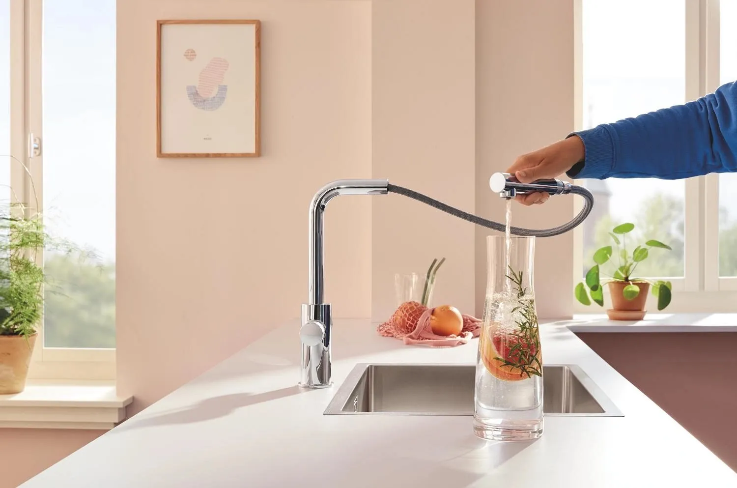 Rubinetto cucina monocomando Grohe Blue Pure Minta doccetta estraibile cromo