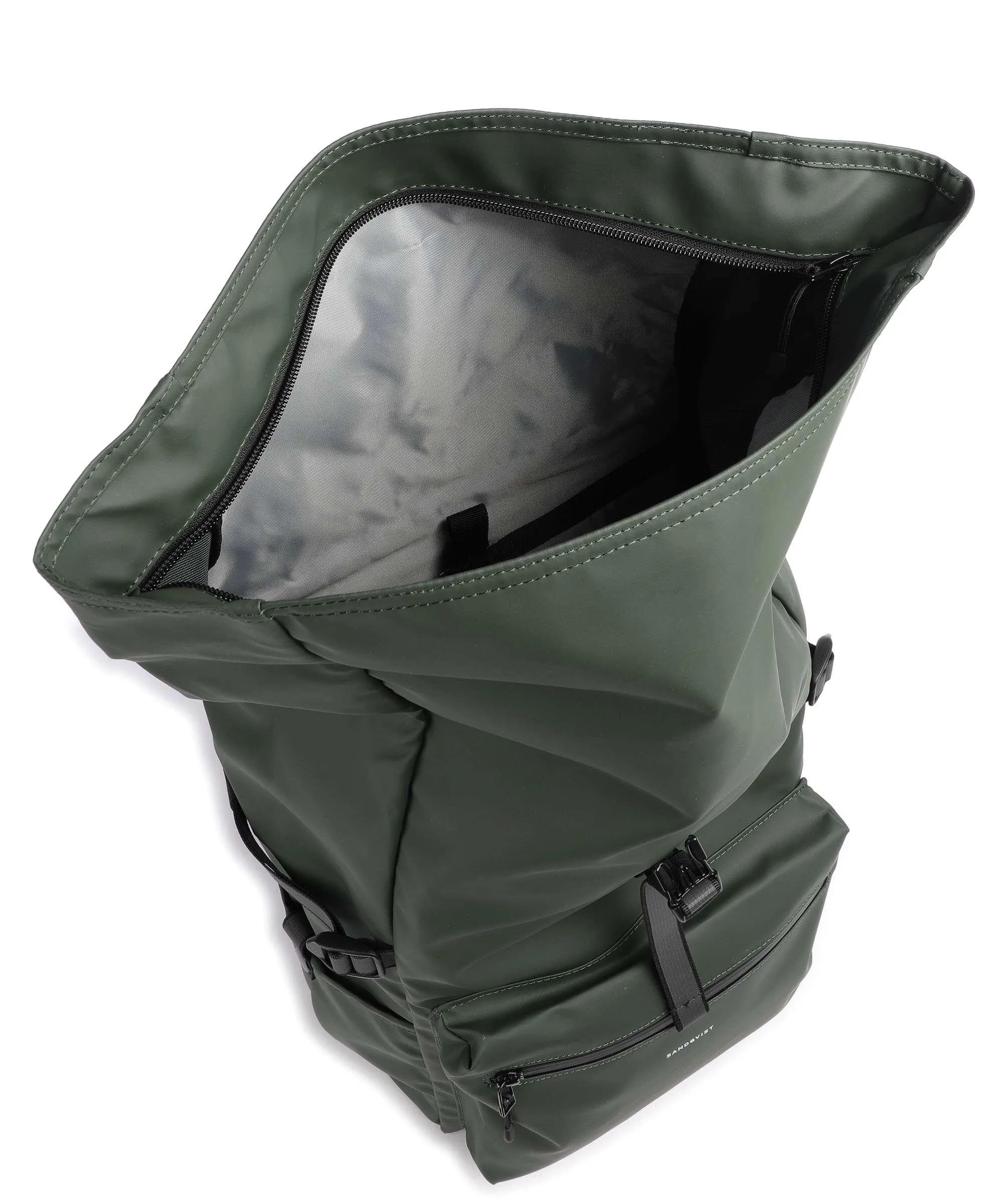  Sandqvist Stream Ruben 2.0 Zaino roll-top 15″ poliestere riciclato verde scuro  
