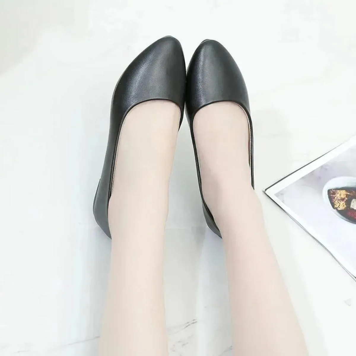 Scarpe da lavoro in pelle per hostess in pelle, suole morbide in pelle, scarpe singole da lavoro, scarpe cargo professionali da