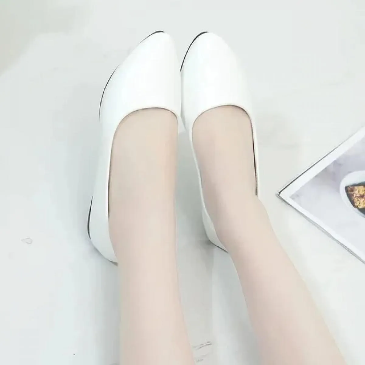 Scarpe da lavoro in pelle per hostess in pelle, suole morbide in pelle, scarpe singole da lavoro, scarpe cargo professionali da