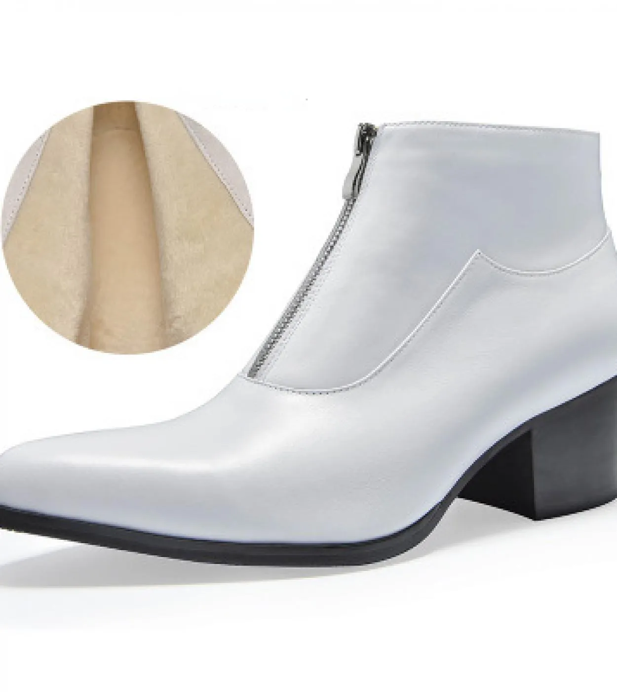 Scarpe da sera calde da uomo nuove invernali con tacchi alti Marchio di lusso in vera pelle Caviglia sociale da uomo autunno ner