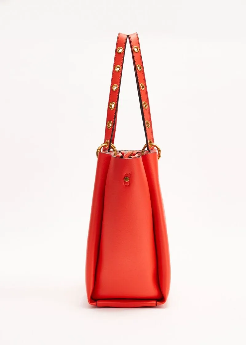 Shopping bag con occhielli in metallo