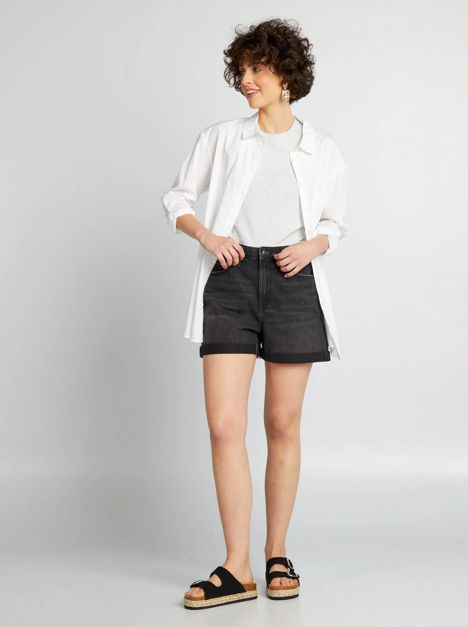 Shorts in jeans - GRIGIO