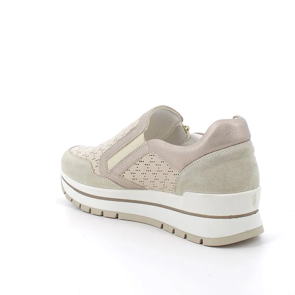 Sneakers in pelle da donna beige-panna