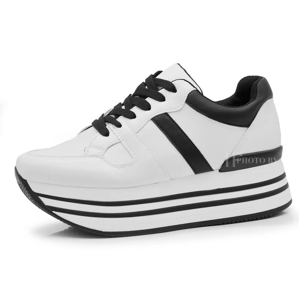 Sneakers Scarpe Da Ginnastica Donna Con Platform G0115-1 nero bianco