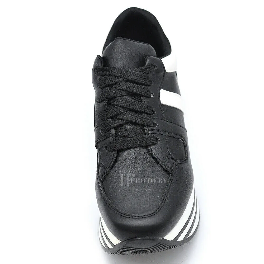 Sneakers Scarpe Da Ginnastica Donna Con Platform G0115-1 nero bianco