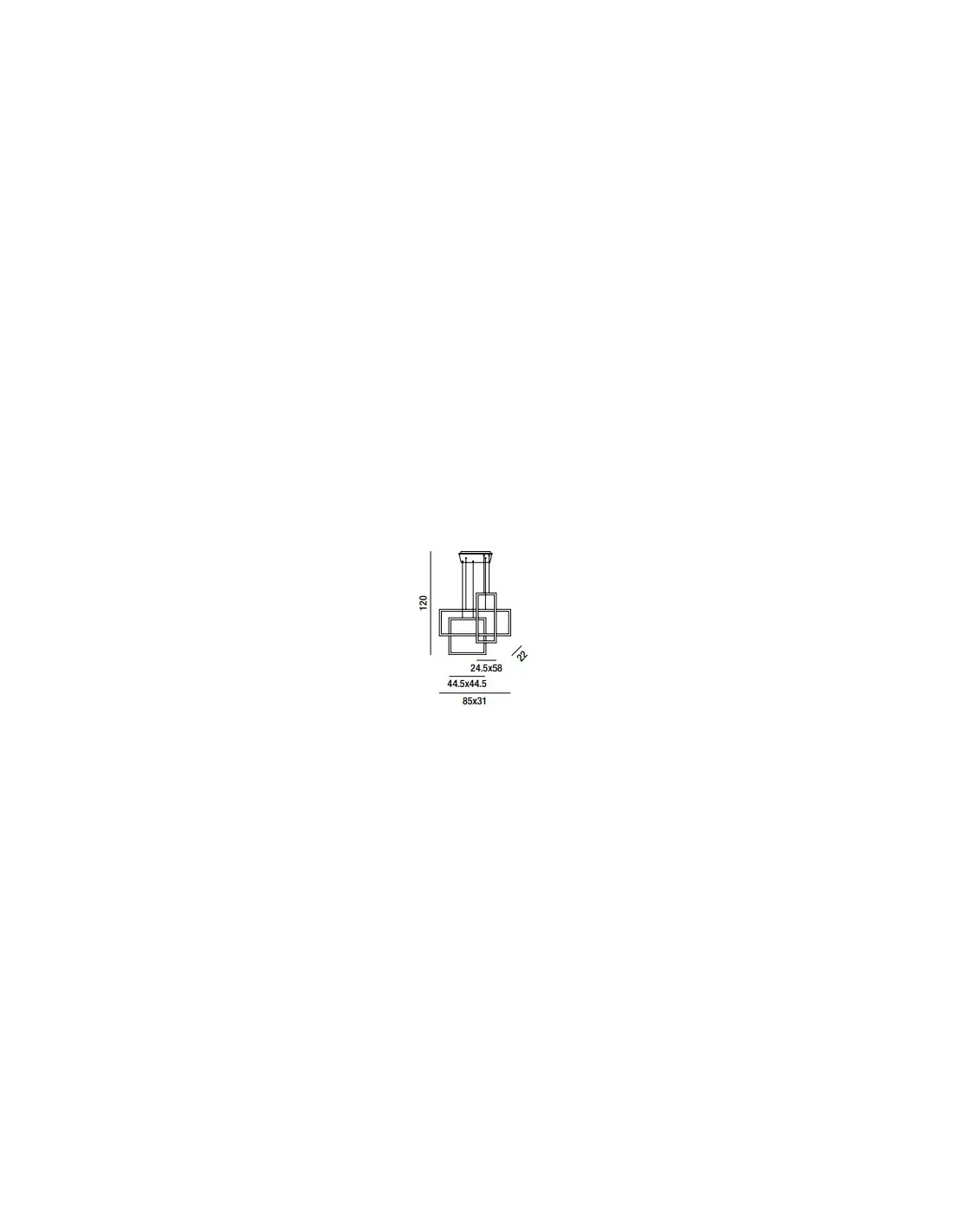 Sospensione moderna LED Bianca Opaco composta da tre riquadri Perenz Cross 6592 BLC, Sistema LED 90W, Luce calda, 6750 Lumen