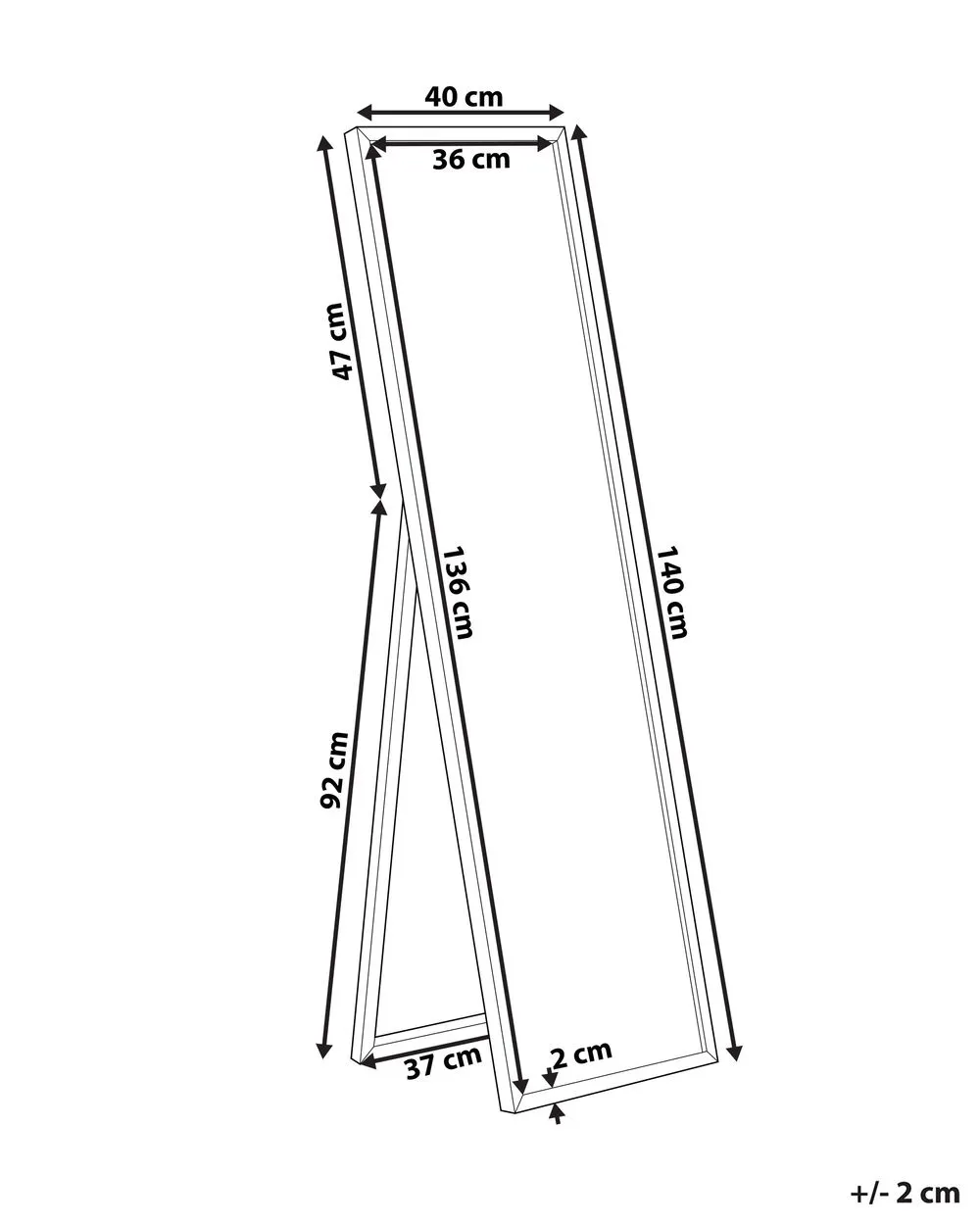 Specchio da terra TORCY 140 cm Bianco