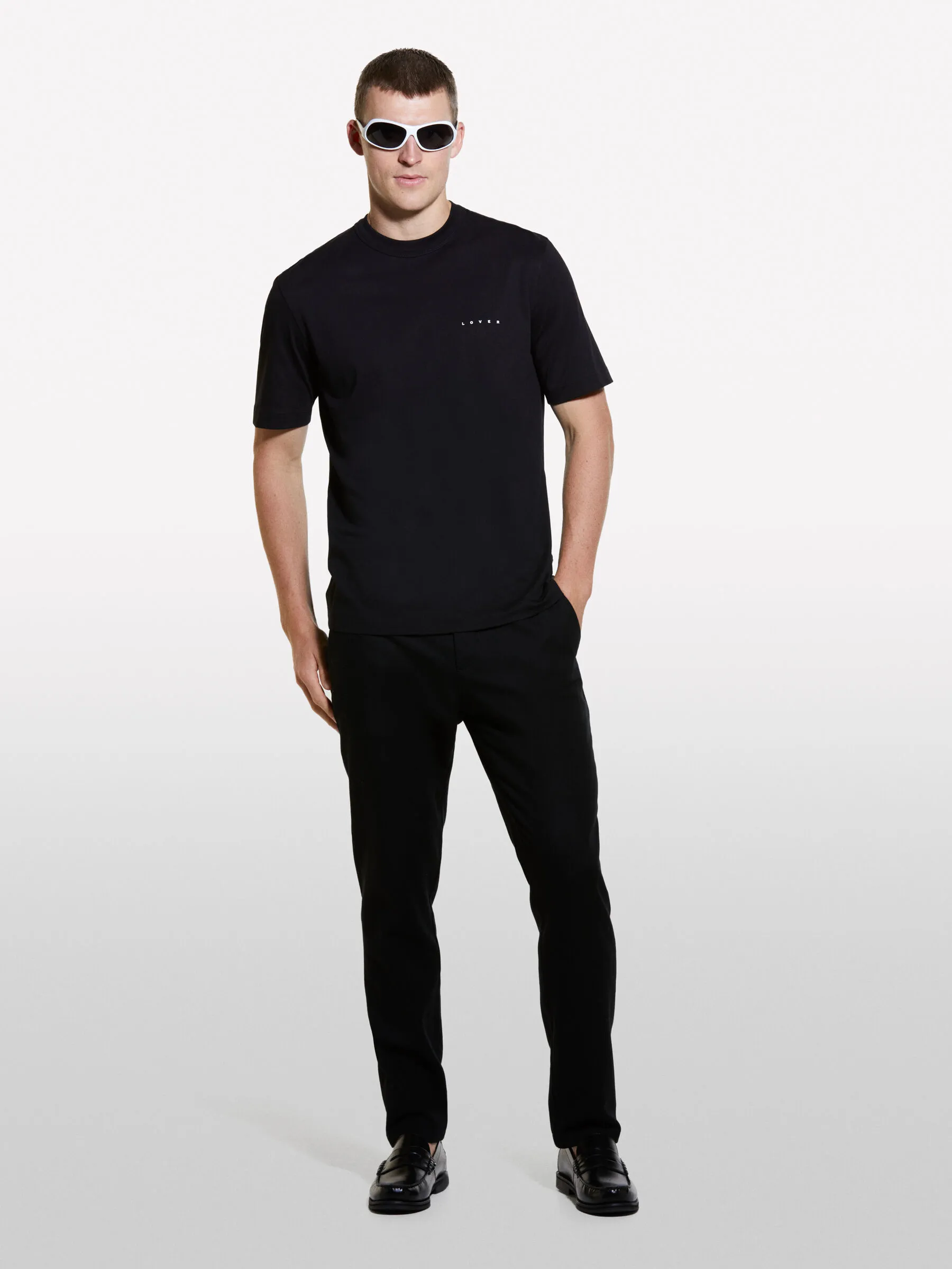 T-shirt nera con stampa lettering 100% cotone bio